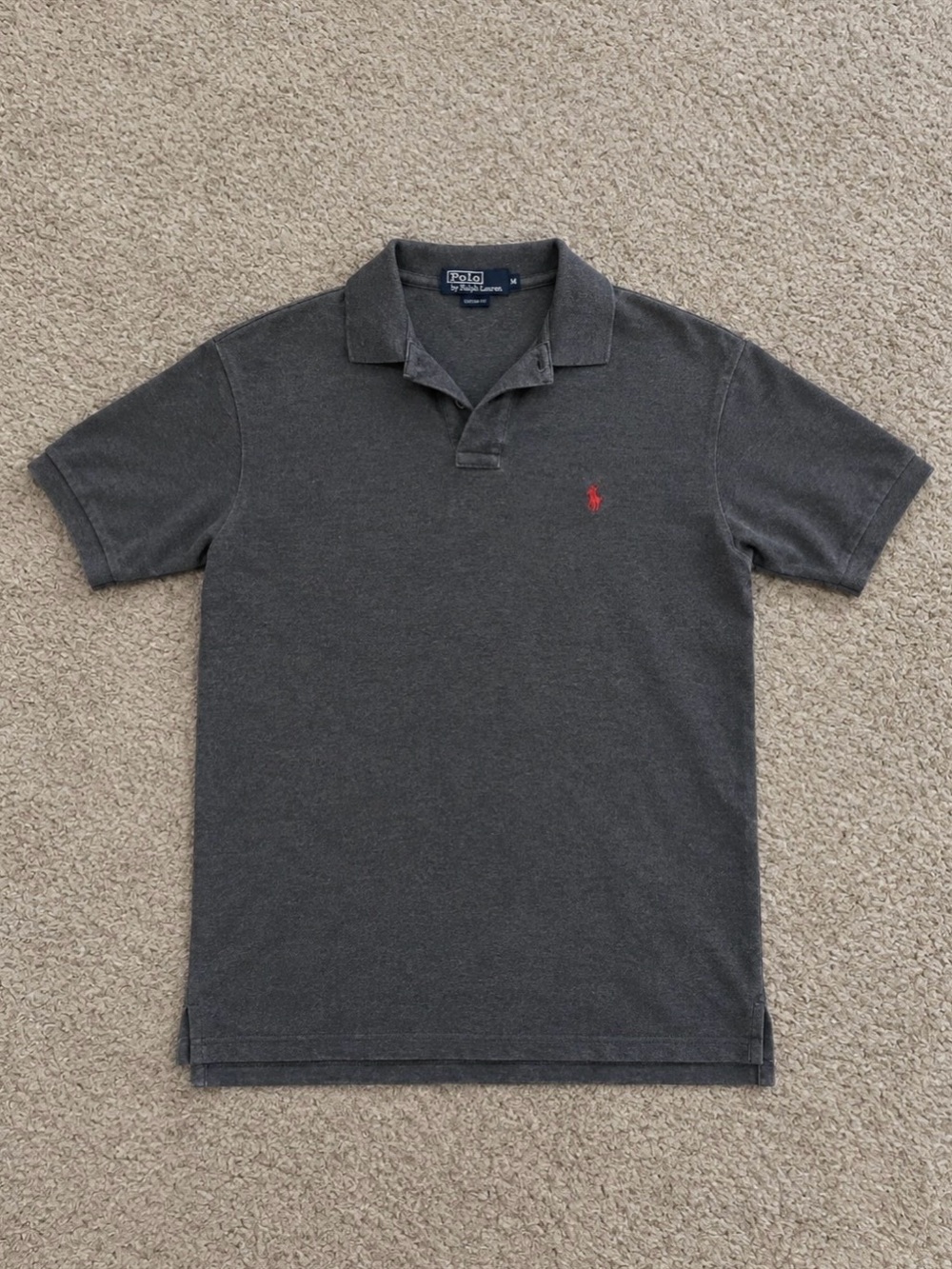 Ralph Lauren Polo Shirt Dark Gray Short-Sleeve with Red Logo